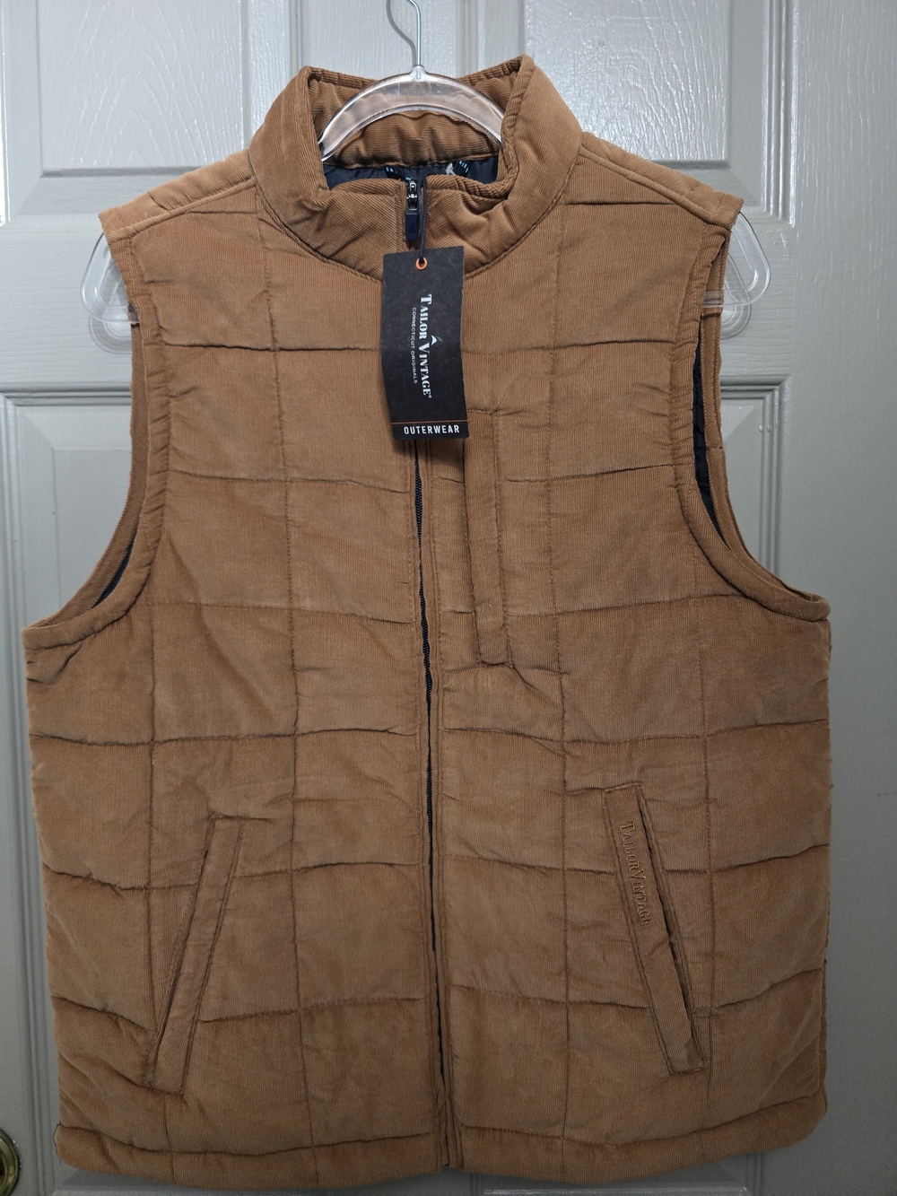 Tailor Vintage Womens Quilted Corduroy Vest - Camel Brown Size Medium NWT